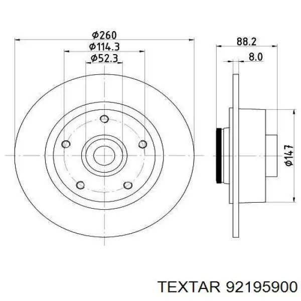 92195900 Textar disco de freno trasero