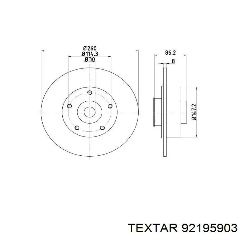 92195903 Textar disco de freno trasero