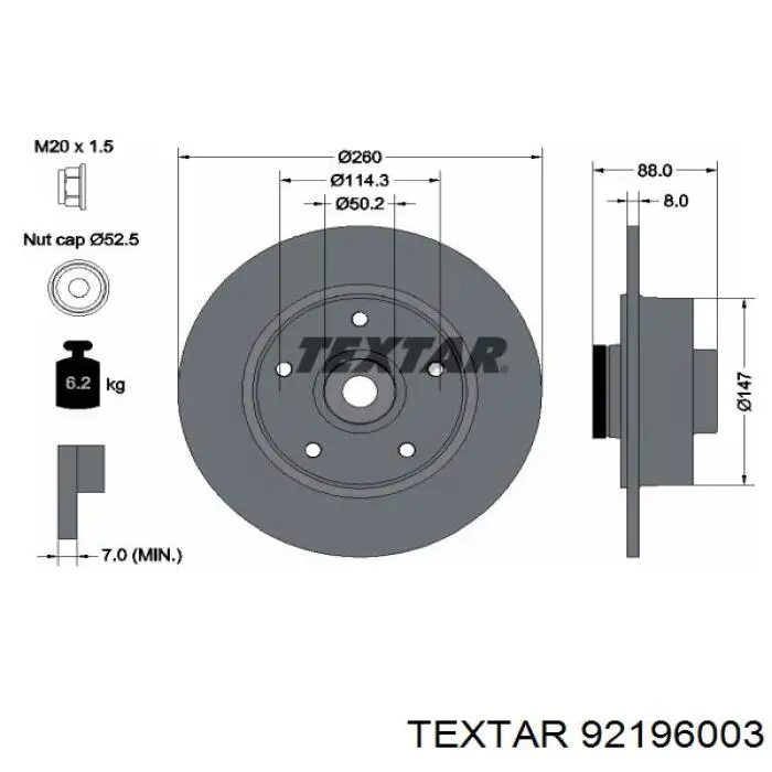 92196003 Textar disco de freno trasero