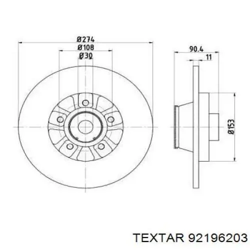 92196203 Textar disco de freno trasero