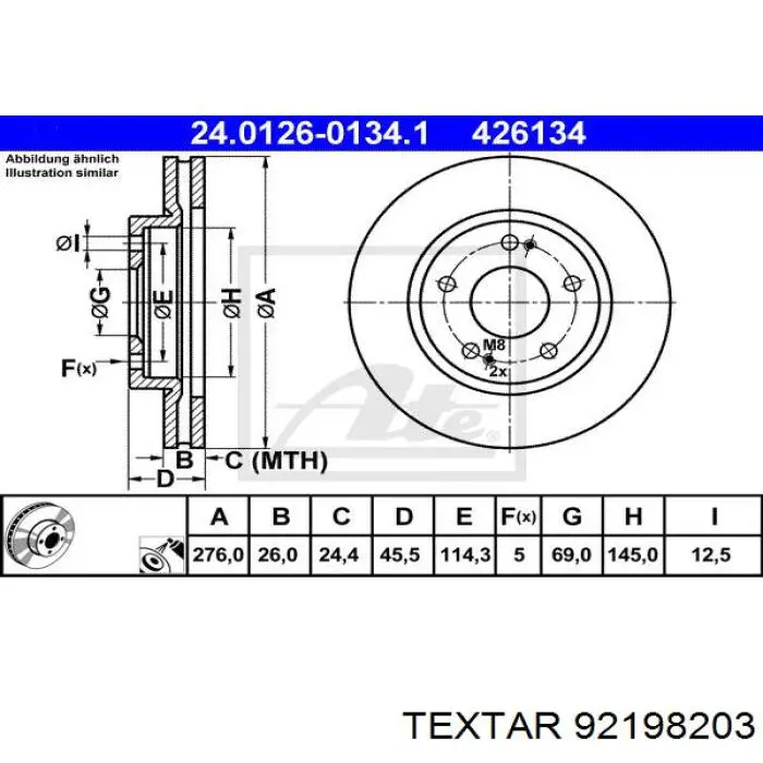 92198203 Textar freno de disco delantero