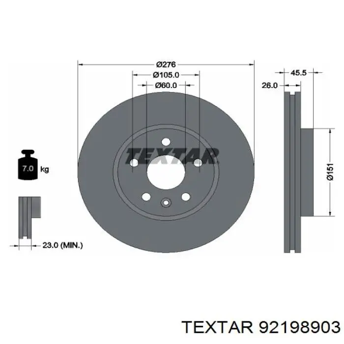 92198903 Textar freno de disco delantero