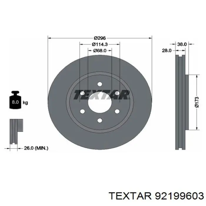 92199603 Textar freno de disco delantero