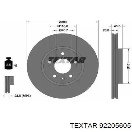 92205605 Textar freno de disco delantero