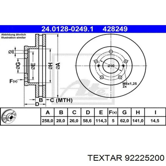 92225200 Textar freno de disco delantero