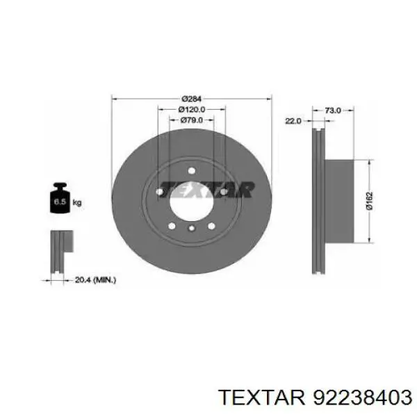 92238403 Textar freno de disco delantero