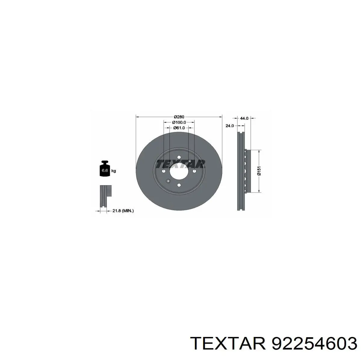 92254603 Textar freno de disco delantero