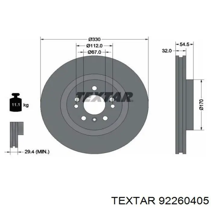 92260405 Textar freno de disco delantero