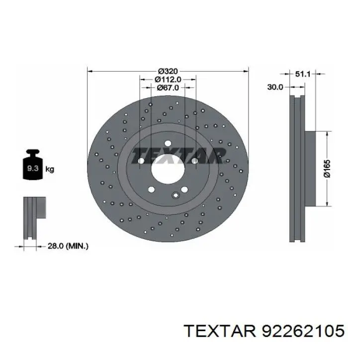 92262105 Textar freno de disco delantero