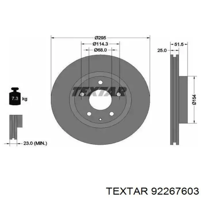 92267603 Textar freno de disco delantero