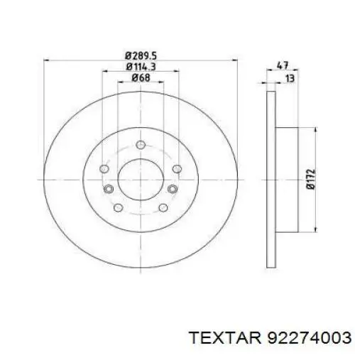 92274003 Textar disco de freno trasero