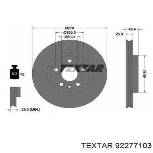 92277103 Textar freno de disco delantero