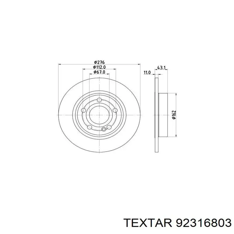 92316803 Textar disco de freno trasero