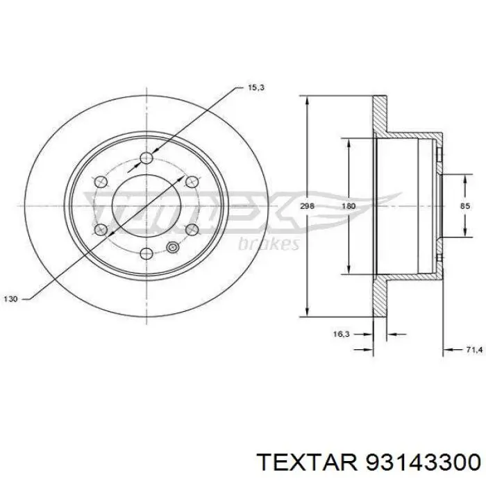 93143300 Textar disco de freno trasero