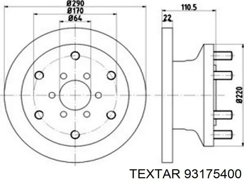 93175400 Textar freno de disco delantero