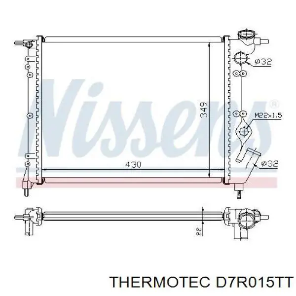 D7R015TT Thermotec radiador refrigeración del motor