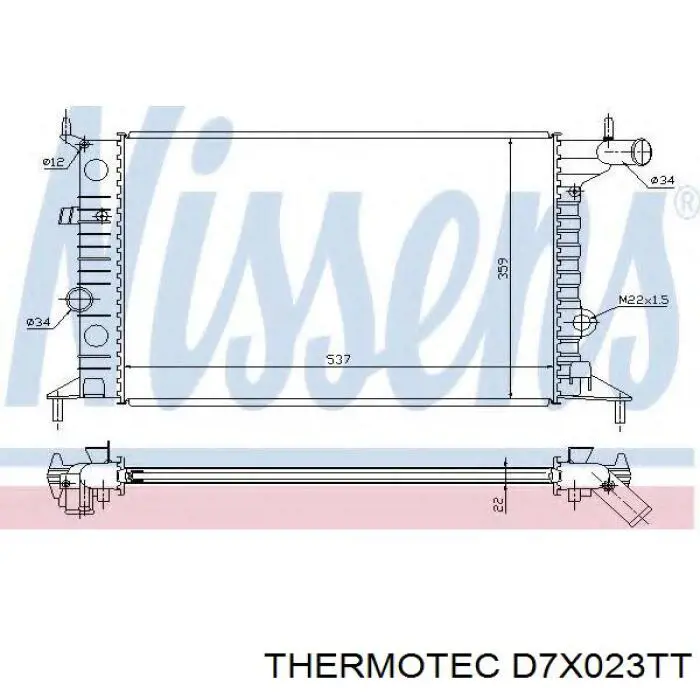 D7X023TT Thermotec radiador refrigeración del motor