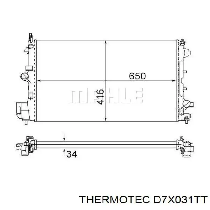 D7X031TT Thermotec radiador refrigeración del motor