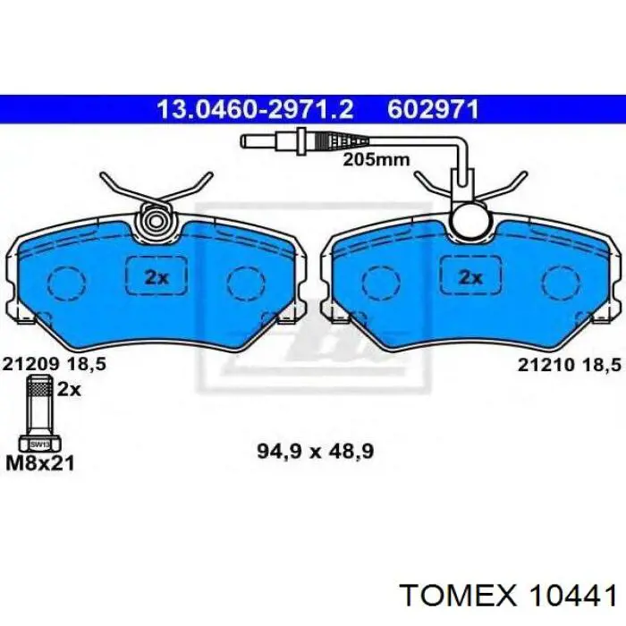 10441 Tomex pastillas de freno delanteras