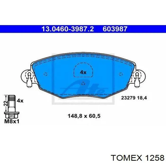 1258 Tomex pastillas de freno delanteras