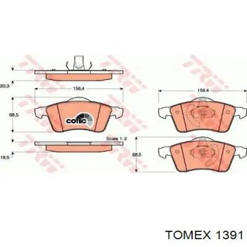 1391 Tomex pastillas de freno delanteras