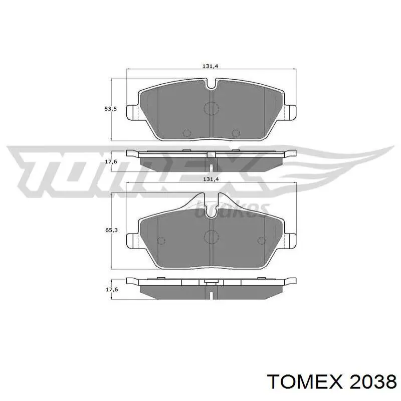 2038 Tomex zapatas de frenos de tambor traseras