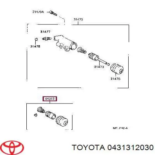 0431333010 Toyota cilindro receptor, embrague