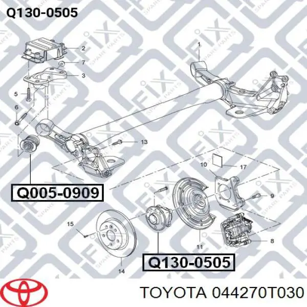 044270T030 Toyota juego de fuelles, árbol de transmisión delantero