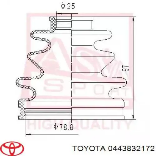 443832172 Toyota fuelle, árbol de transmisión delantero exterior