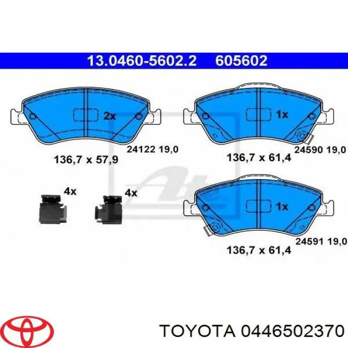 0446502370 Toyota pastillas de freno delanteras