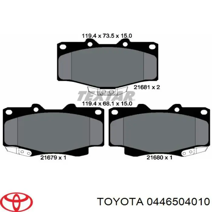 0446504010 Toyota pastillas de freno delanteras