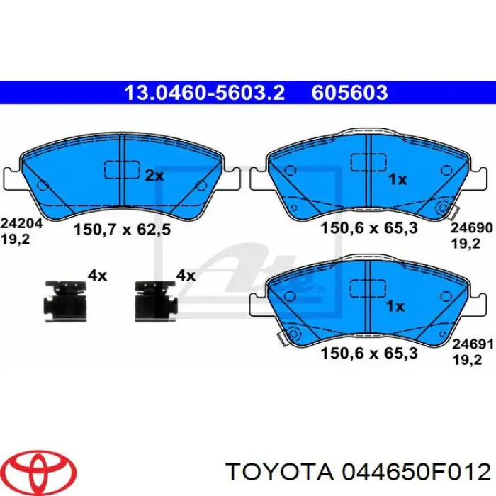 044650F012 Toyota pastillas de freno delanteras