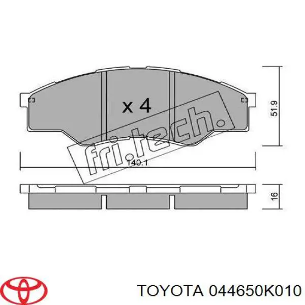 044650K010 Toyota pastillas de freno delanteras