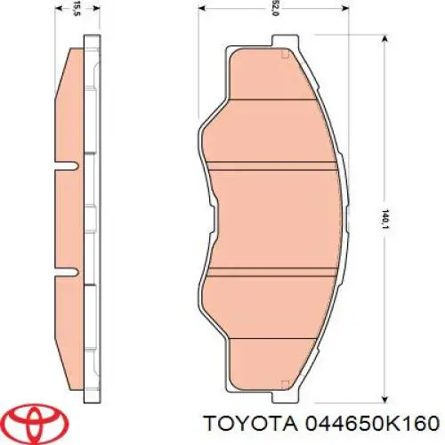 044650K160 Toyota pastillas de freno delanteras