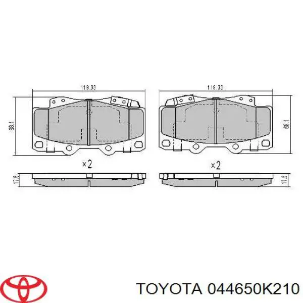 044650K210 Toyota pastillas de freno delanteras