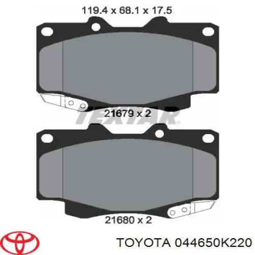 044650K220 Toyota pastillas de freno delanteras