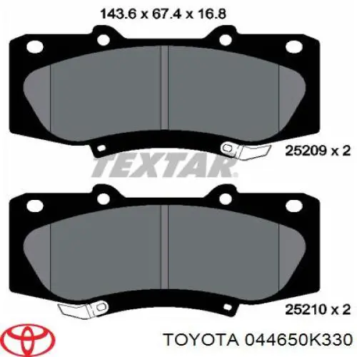 044650K330 Toyota pastillas de freno delanteras