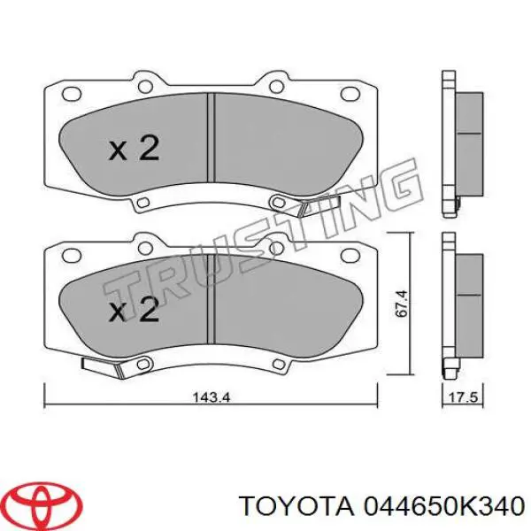 044650K340 Toyota pastillas de freno delanteras