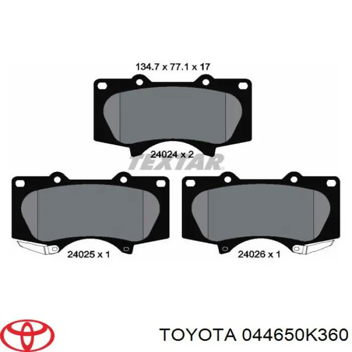 044650K360 Toyota pastillas de freno delanteras