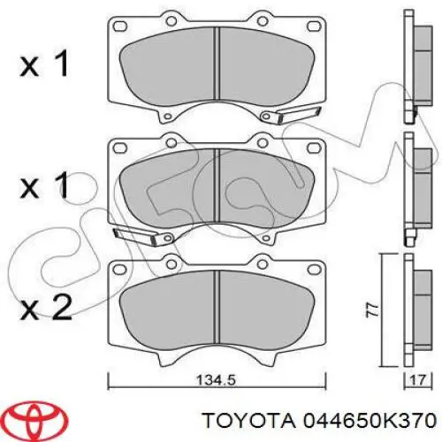 044650K370 Toyota pastillas de freno delanteras