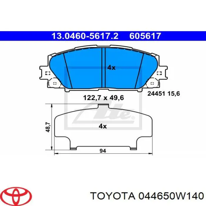 044650W140 Toyota pastillas de freno delanteras