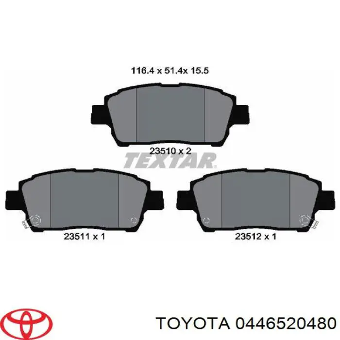 0446520480 Toyota pastillas de freno delanteras