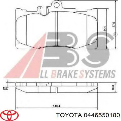 0446550180 Toyota pastillas de freno delanteras