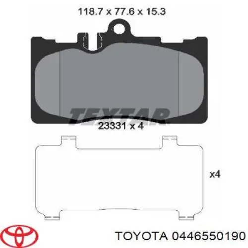 0446550190 Toyota pastillas de freno delanteras