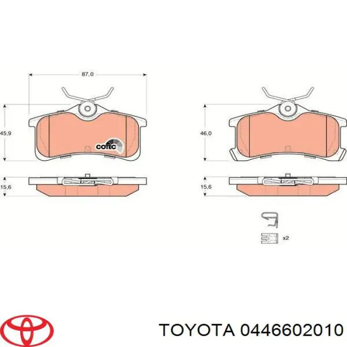 0446602010 Toyota pastillas de freno traseras