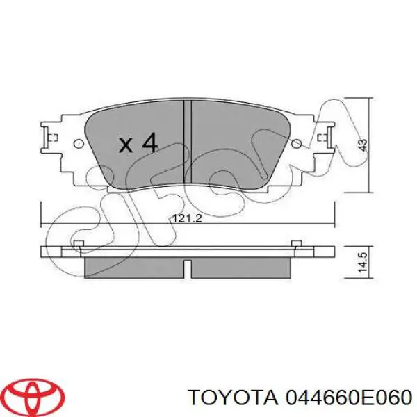 044660E060 Toyota pastillas de freno traseras