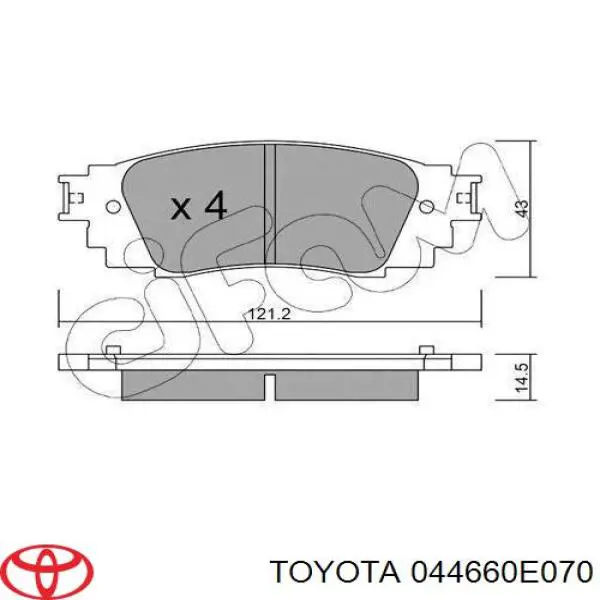 044660E070 Toyota pastillas de freno traseras