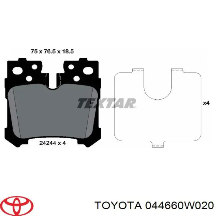 044660W020 Toyota pastillas de freno traseras