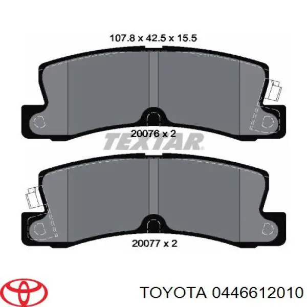 0446612010 Toyota pastillas de freno traseras