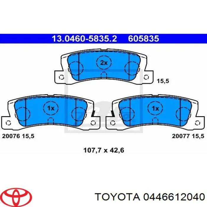 0446612040 Toyota pastillas de freno traseras